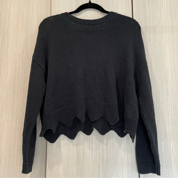 Wildfox | Palmetto Roses Embroidered Crop Sweater | Navy Blue |‎ XS - Picture 5 of 12